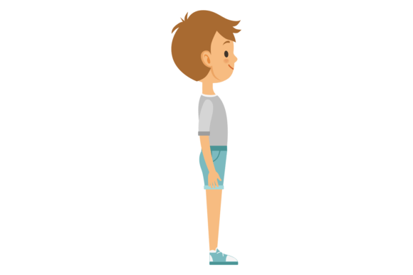 Boy Side View. Standing Cartoon School K