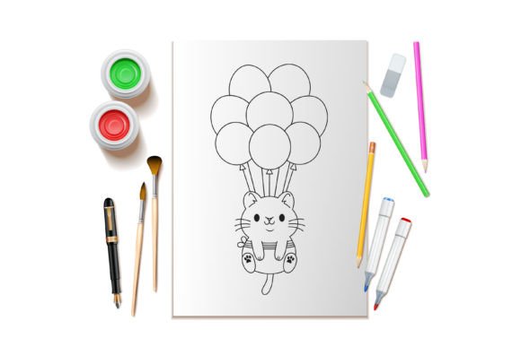 Cute Kitten Coloring Pages for Kids Graphics