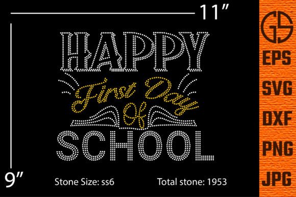 Happy First Day of School Rhinestone – A Graphics Asset for Creative Crafts and Content
