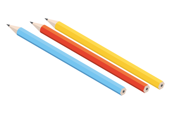 Isometric Color Pencils. School Supplies