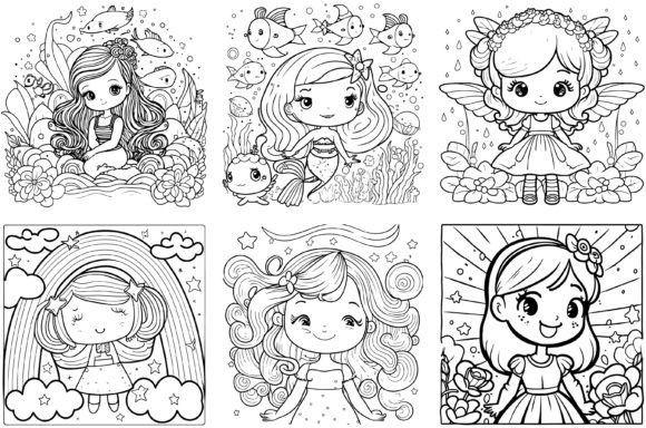 Kids Coloring Page, Cute Kawaii Cartoon