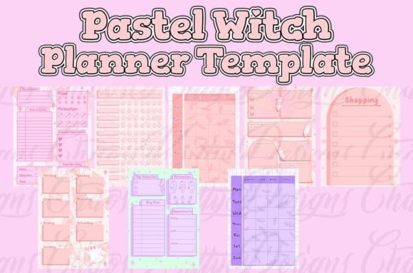 Pastel Witch Planner Template: Graphics and Print Templates