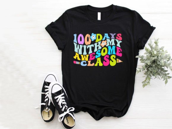 Retro 100 Days of School T-shirt Design