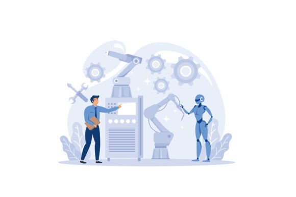 Robotics School Course Concept. Robotic Graphics