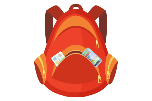 School Bag: Red Cartoon Backpack for Kid Graphics