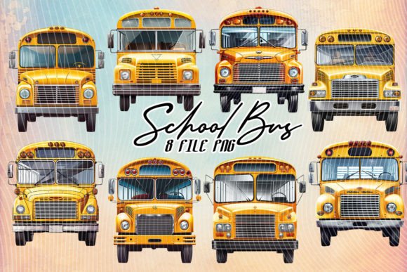 School Bus Watercolor Clipart: A Versatile Graphic Design Asset for Crafts and Graphics