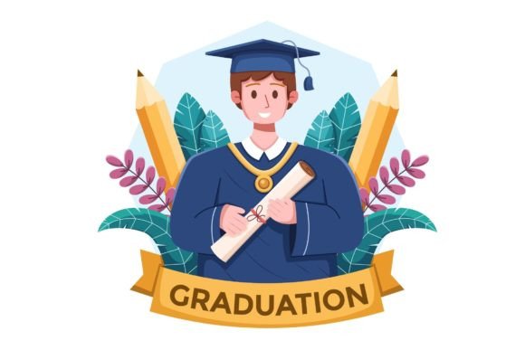 Young Student Graduates from School Graphics